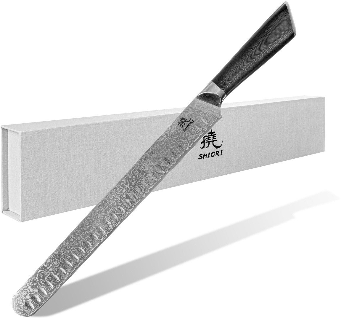 Shiori Niku Nagai nóż do kebaba i szynki ze stali damasceńskiej
