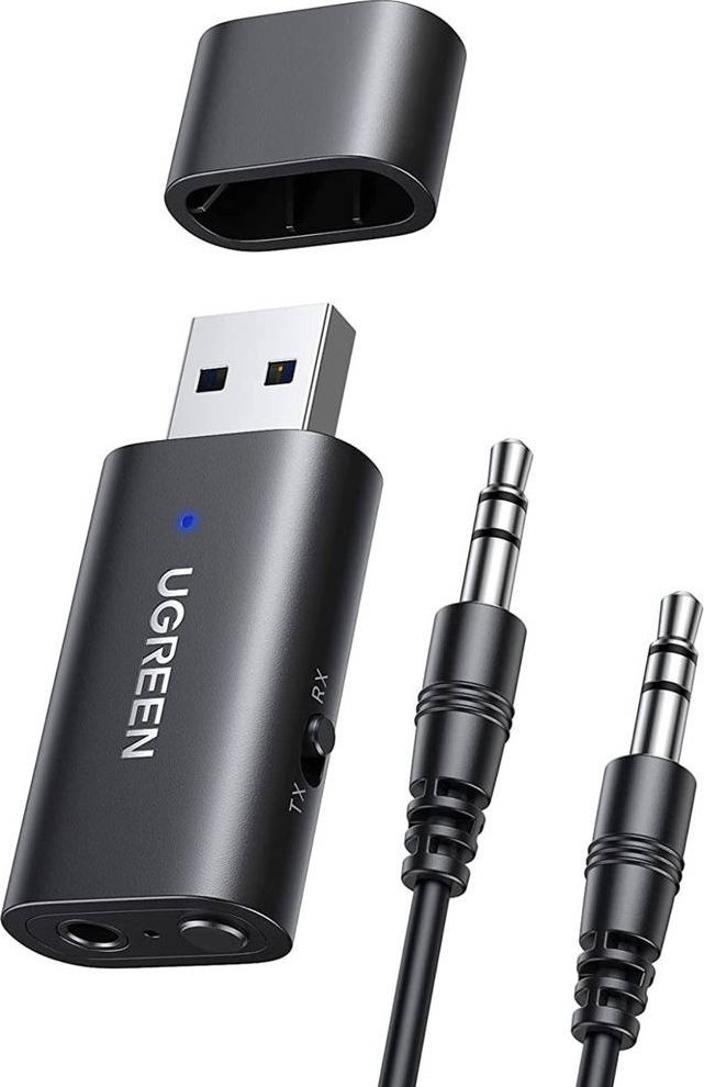 Adapter bluetooth Ugreen Transmiter Bluetooth 5.1 + adapter audio 3,5mm mini jack czarny (UGR1207BLK)