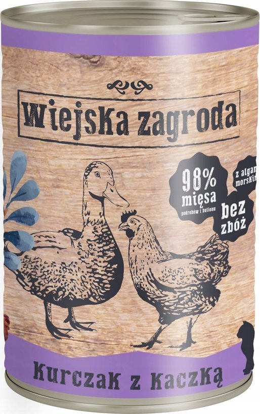 Wiejska Zagroda Karma mokra dla kota Kurczak z kaczką (dorosły) 400g