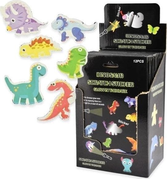 Naklejki zdrapki świecące w ciemności Dinozaury