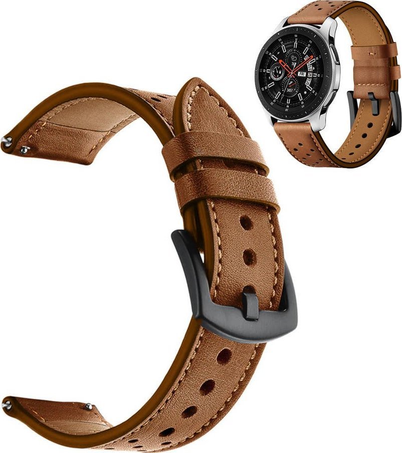 Strado Pasek skórzany do Amazfit BIP/GTS/GTR 42mm (Brązowy) uniwersalny