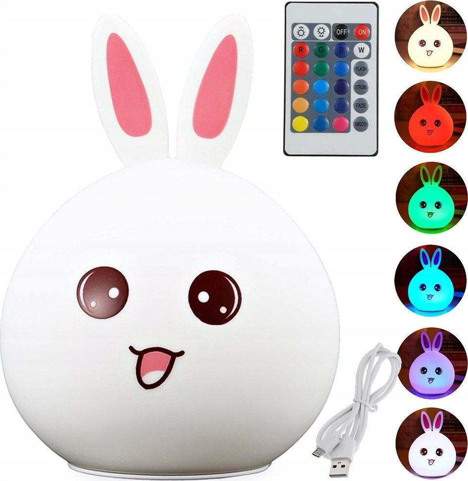 Verk LAMPKA NOCNA DLA DZIECI LED KRÓLIK PILOT RGB USB