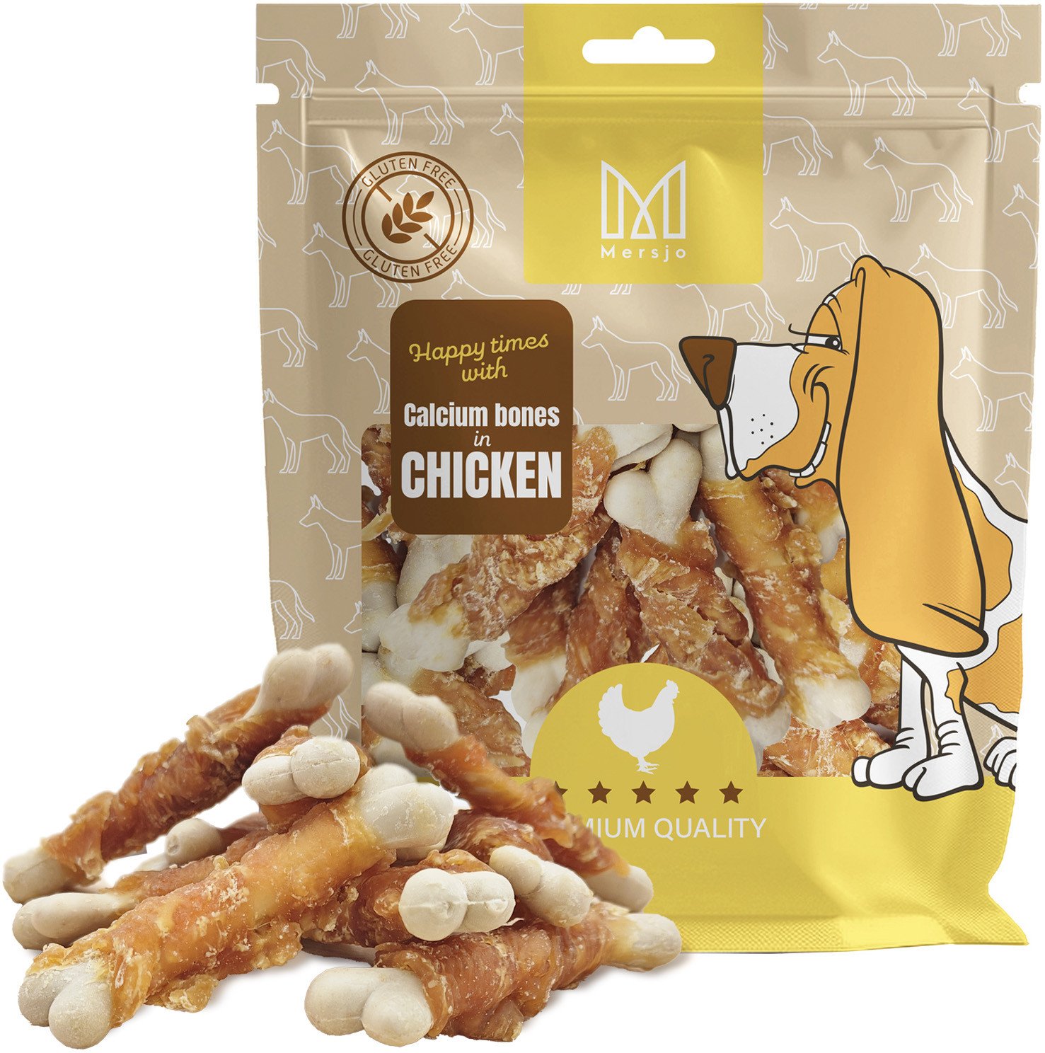 Kostki wapienne z kurczakiem, naturalny przysmak dla psa, bez zbóż, Mersjo, 500g