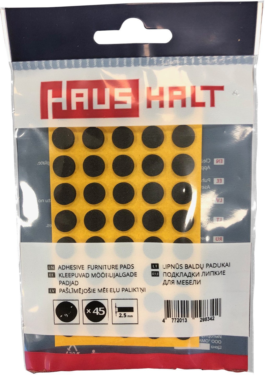 ADHESIVE PADS 2.5MM BLACK D 9MM 45