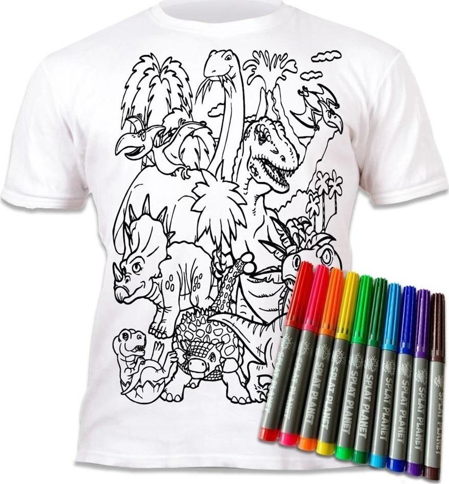 Koszulka do wielokrotnego kolorowania Dinozaur 5-6