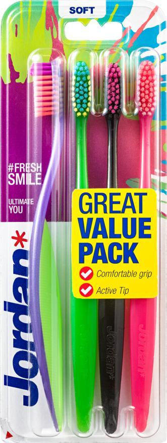 Jordan Jordan Szczoteczka do zębów Ultimate You soft - mix kolorów 1op.-4szt