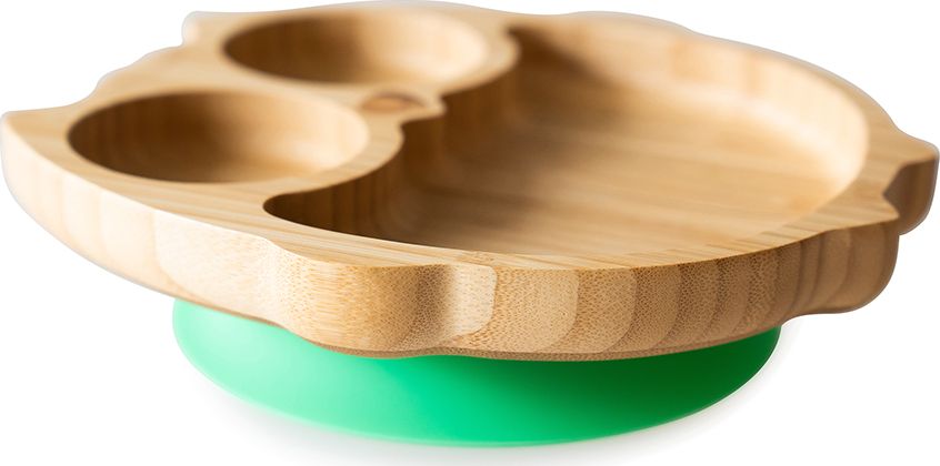 ECO RASCALS ECORASCALS Miseczka Bambusowa zielona Sowa zprzyssawką