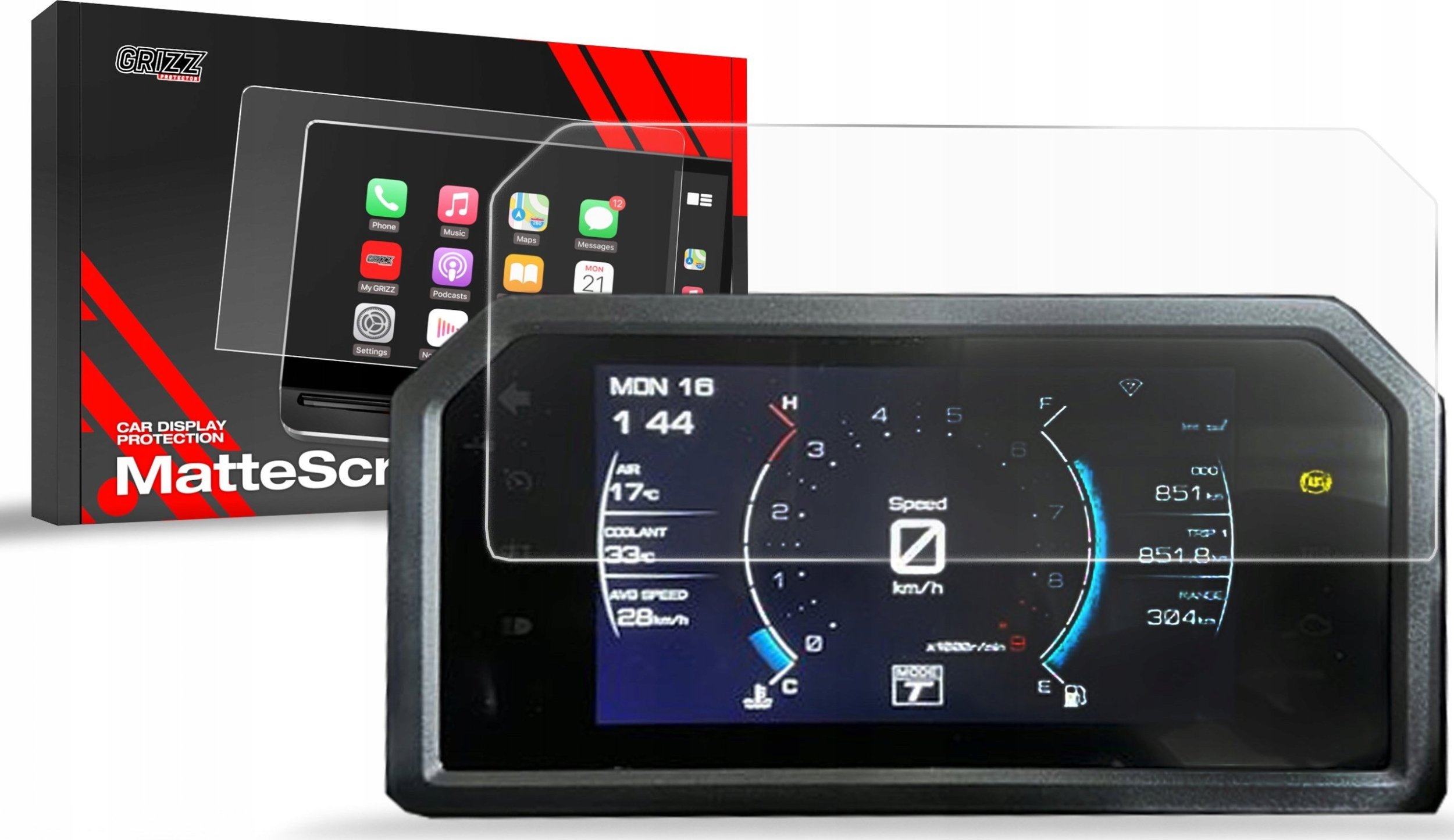 GrizzGlass Folia matowa GrizzGlass CarDisplay Protection do Yamaha TMAX 7" 2024