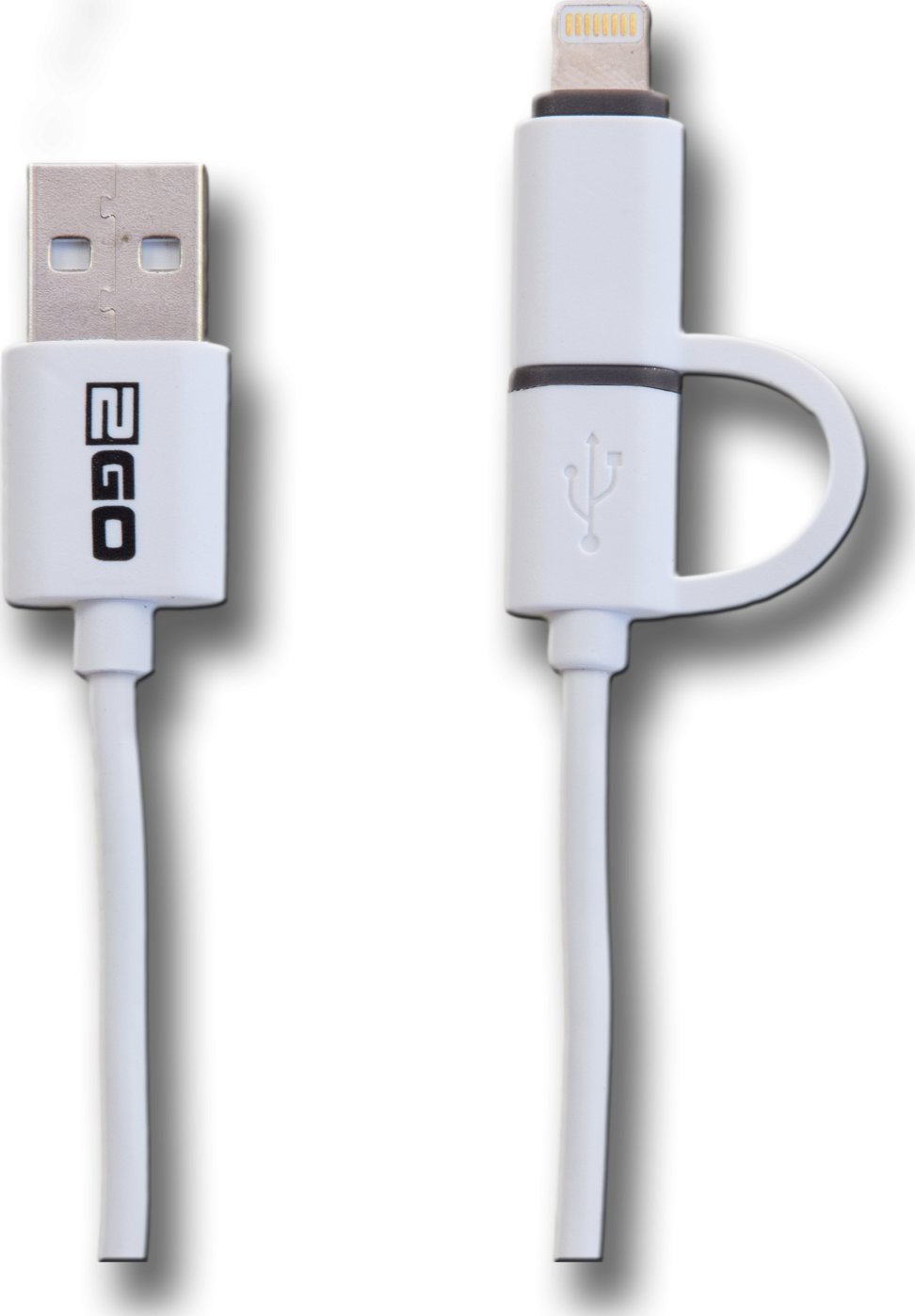 Kabel USB 2GO USB-A - microUSB + Lightning 1 m Biały (795637)