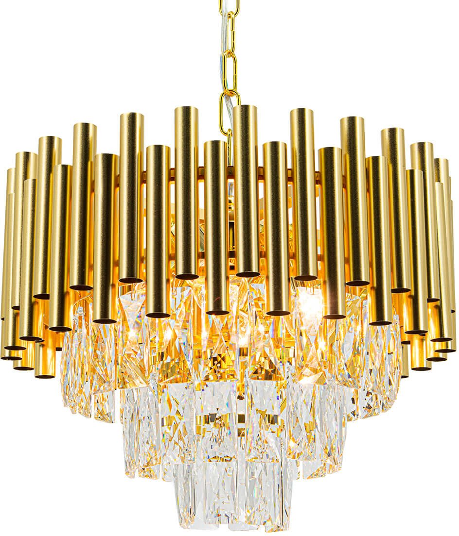 Kryształowa lampa wisząca Bari 6230/4 TR glamour okrągła złota