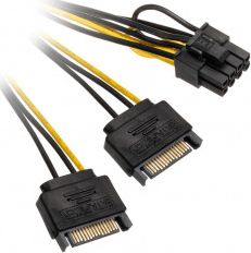 Akasa SATA 15-pin - PCIe 8-pin, 0.3m, Żółty (ZUAD-1008)