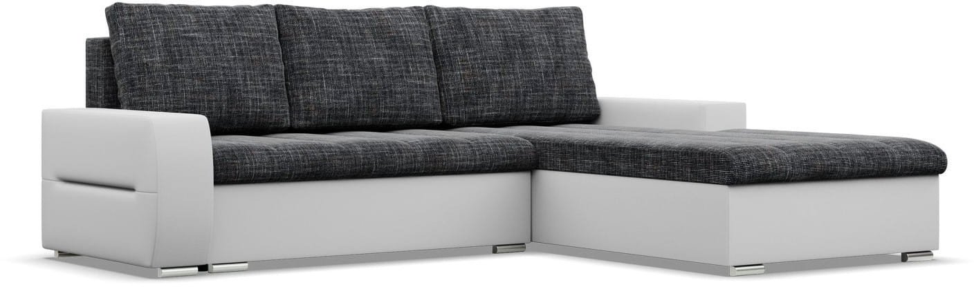 Narożnik do salonu, prawy, Sereno, 243x200x92 cm, ciemny szary, biały