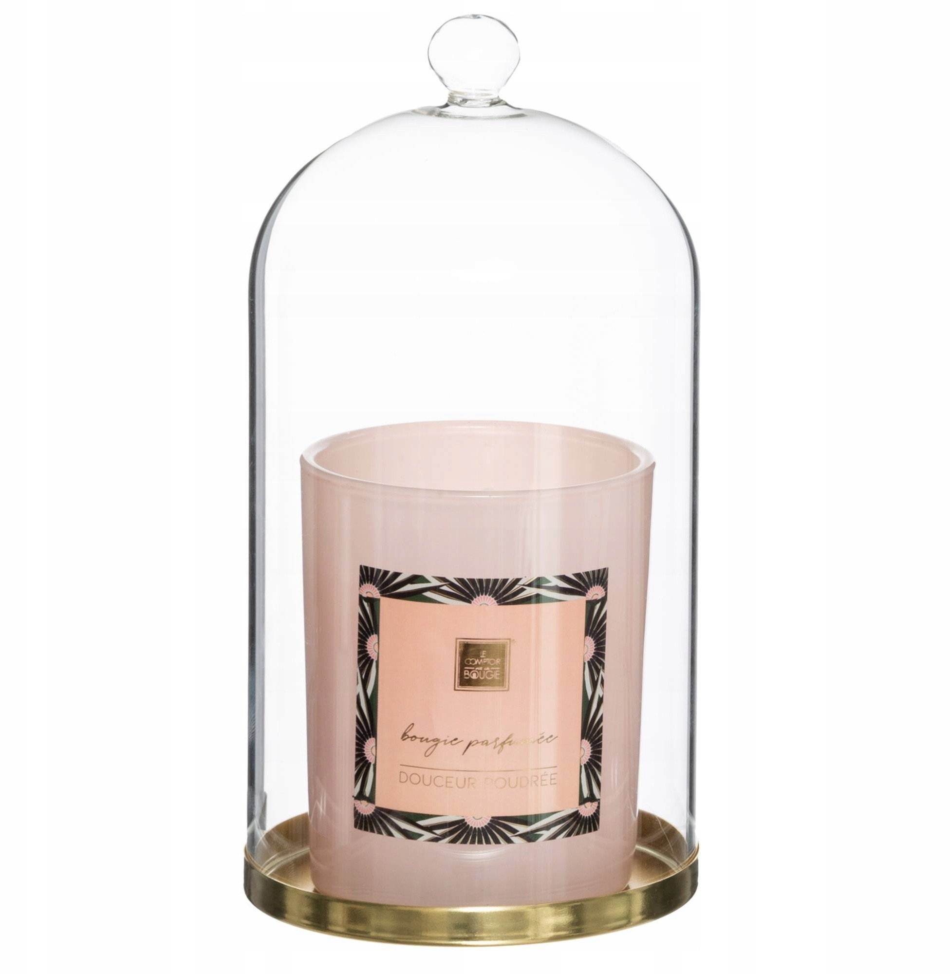 Świeca zapachowa ze szklanym kloszem FEEL, 210 g, róża i paczuli