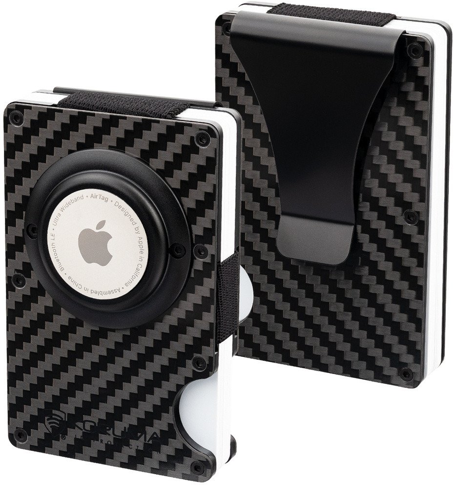 Aluminiowe etui na karty z miejscem na AirTag od Apple (czarny, karbon) Uniwersalny