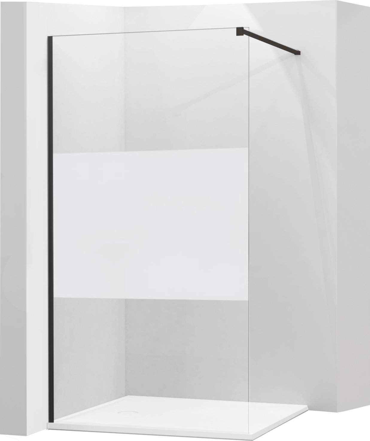 Mexen Mexen Kioto ścianka prysznicowa 110 x 200 cm, transparent/szron 8 mm, czarny - 800-110-101-70-35