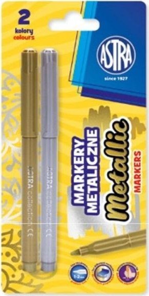 Markery metaliczne złoty i srebrny 2szt ASTRA