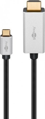 Kabel USB Goobay USB-C - HDMI 2 m Czarno-srebrny (RB60174)