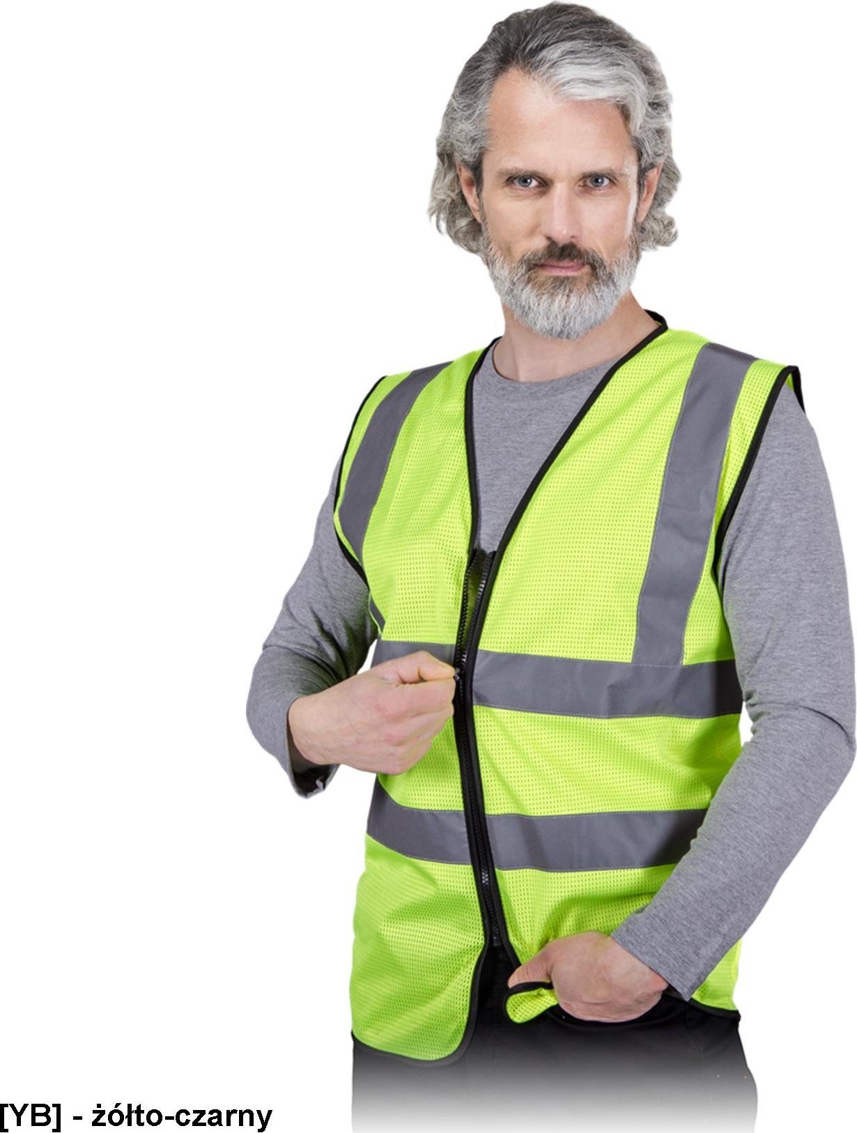 R.E.I.S. KOS-MESHZIP - Kamizelka ostrzegawcza z siateczki z pasami odblaskowymi 2XL