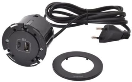 Legrand Gniazdo meblowe DISQ 60 USB A+C 2,0 m czarny 654731