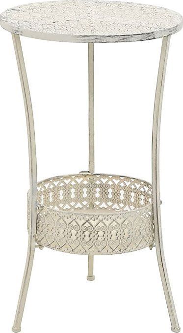 Elior Romantyczny okrągły stolik vintage Marin - biały
