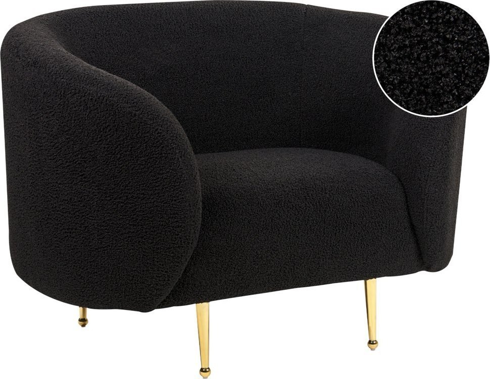 Beliani Fotel boucle czarny LOEN