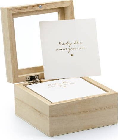 PartyDeco Księga gości - pudełko na porady, 9,5x9,5x6cm, polska wersja językowa one size