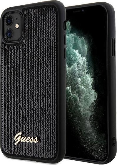 Guess Guess GUHCN61PSFDGSK iPhone 11 / Xr 6.1" czarny/black hardcase Sequin Script Metal