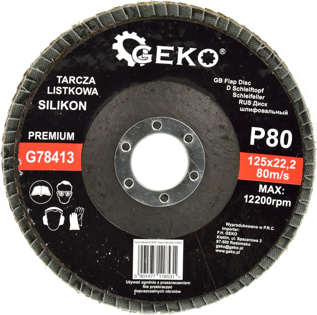 Geko Tarcza listkowa"SILIKON" 125mm P80 GEKO PREMIUM(10/200)