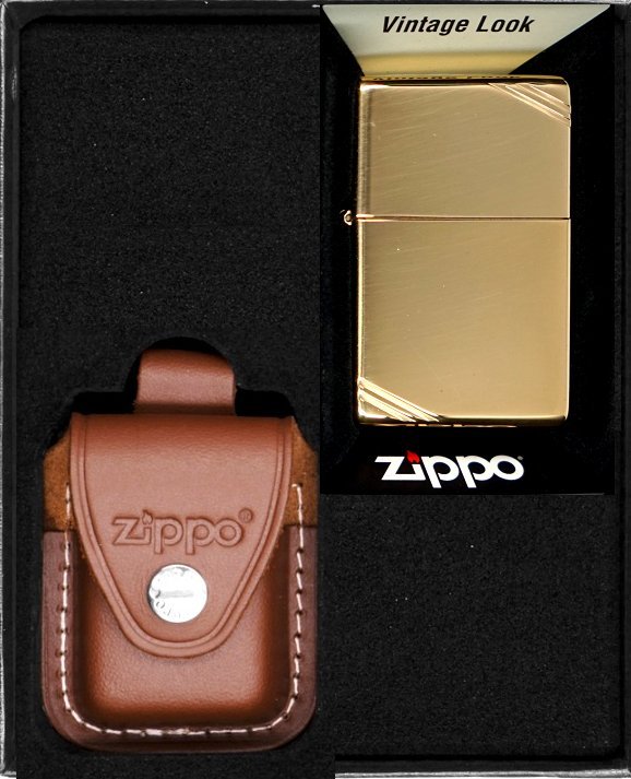 Zestaw ZIPPO Zapalniczka VINTAGE BRASS HIGH POLISH Prezentowy No2