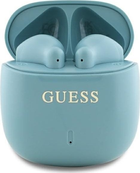 Słuchawki Guess Guess Bluetooth headphones GUTWSJ14ESGQ TWS + docking station turquoise/turquoise Printed Classic Logo