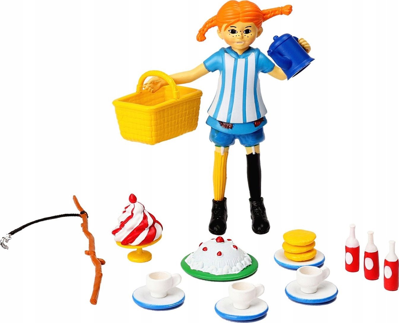 Figurka Pippi Langstrumpf zestaw z akcesoriami przyjęcie zabawka dla dzieci