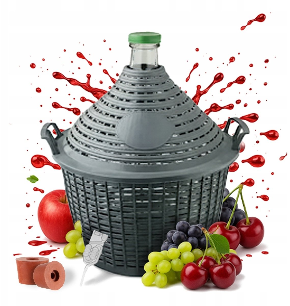 BALON W KOSZYKU GĄSIOR DYMION 20L Szklany Do Wina Soków KOREK + RURKA