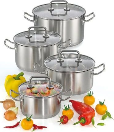 Kuchenprofi Zestaw 4 stalowych garnków Verona Kuchenprofimze szklanymi pokrywkami
