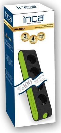 Inca Inca IPW-44YS3 Czarny, Zielony 4 x gniazdo sieciowe 250 V 3 m