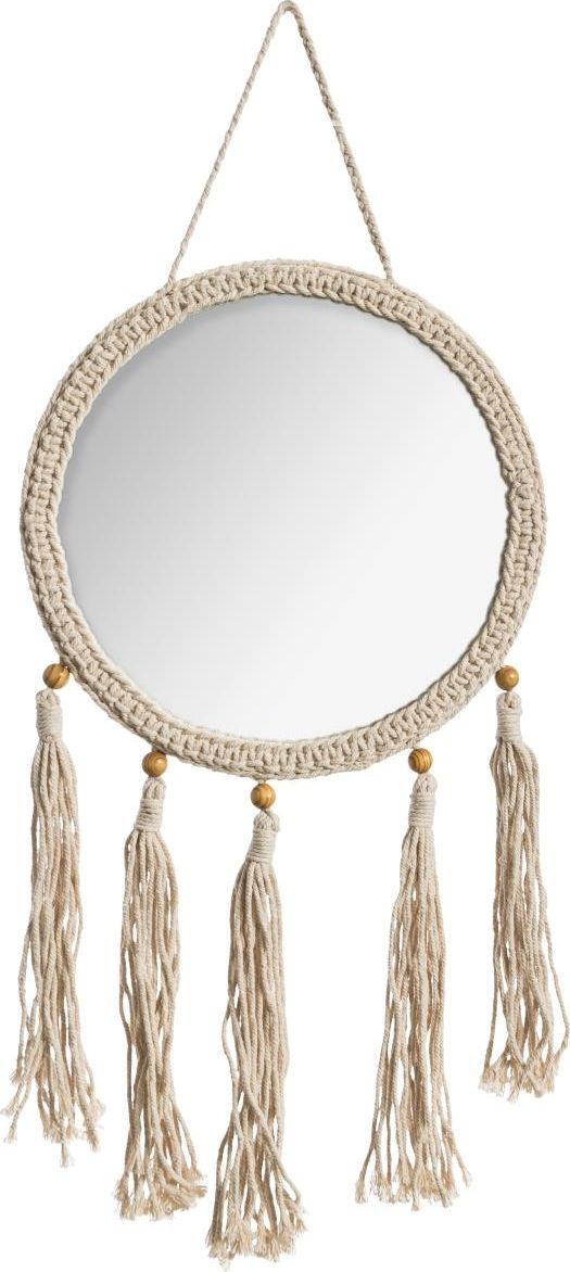 Atmosphera Okrągłe lustro ścienne Ete z frędzlami