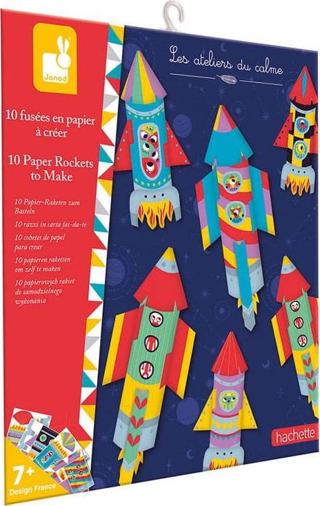 Janod Zestaw kreatywny Papierowe rakiety z wyrzutnią 7+ Janod