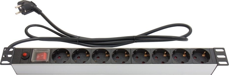 Kabel zasilający Alcasa Alcasa GC-N0087 rozgałęziacz 1,8 m 8 x gniazdo sieciowe Wewnętrzna Czarny, Srebrny