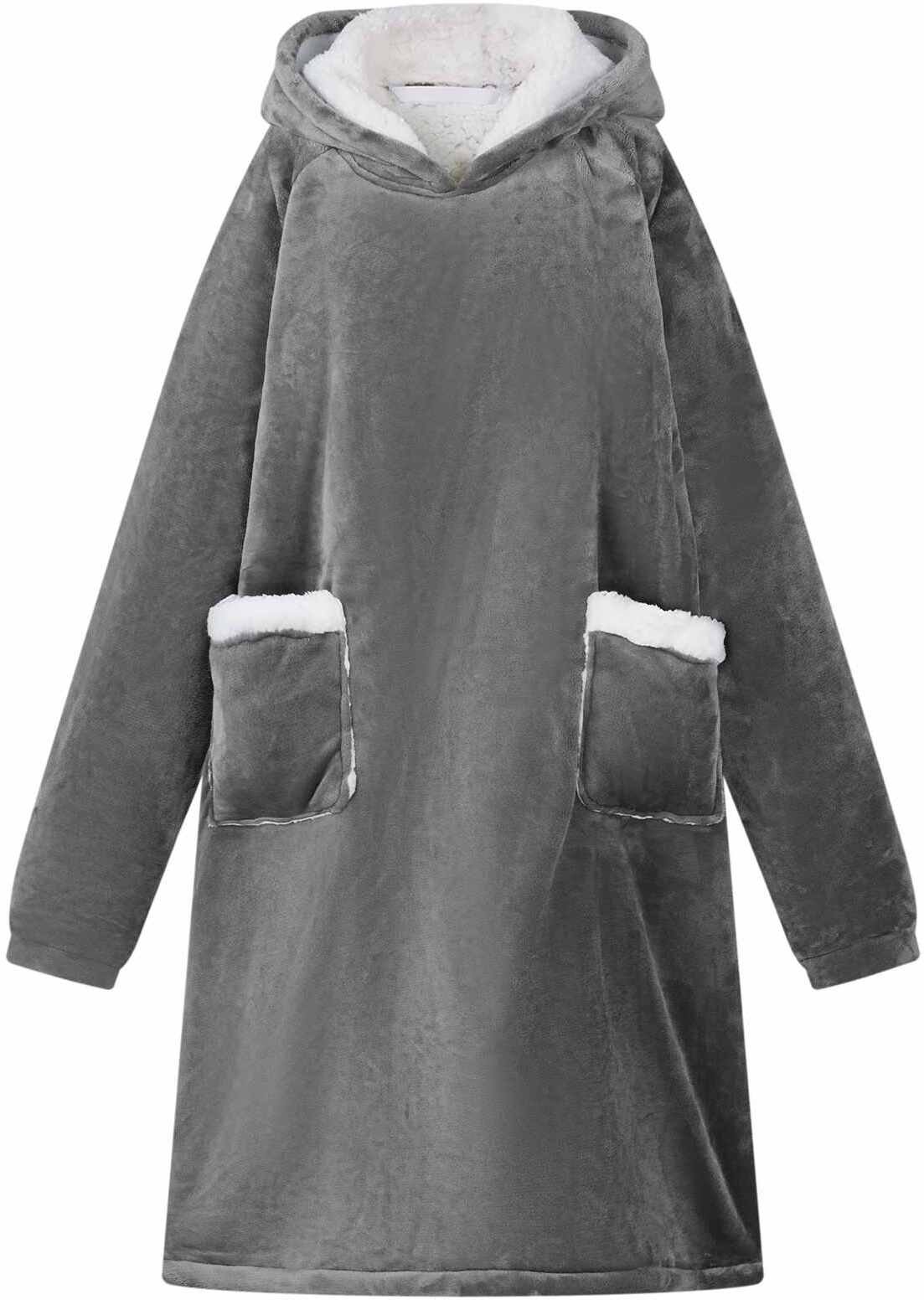 vidaXL Bluza-koc Ciemnoszary m Fleece i Flanela