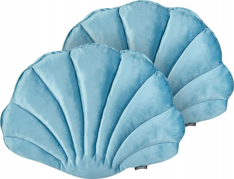 Beliani 2 poduszki dekoracyjne muszle welurowe 47 x 35 cm niebieskie CONSOLIDA