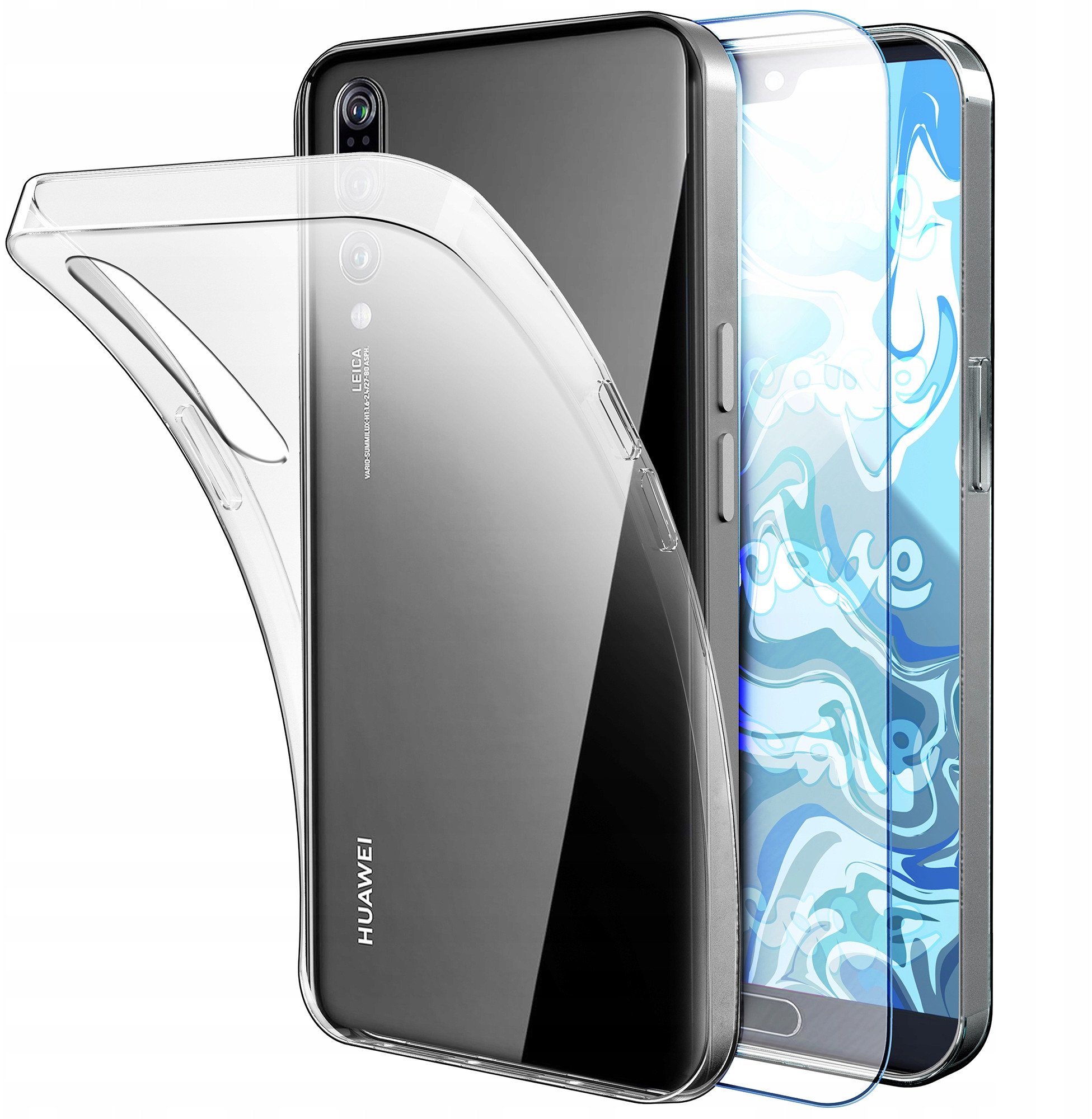 Etui Do Huawei P20 (Przezroczyste, Silikonowe, Ochronne, Case) Szkło 9H