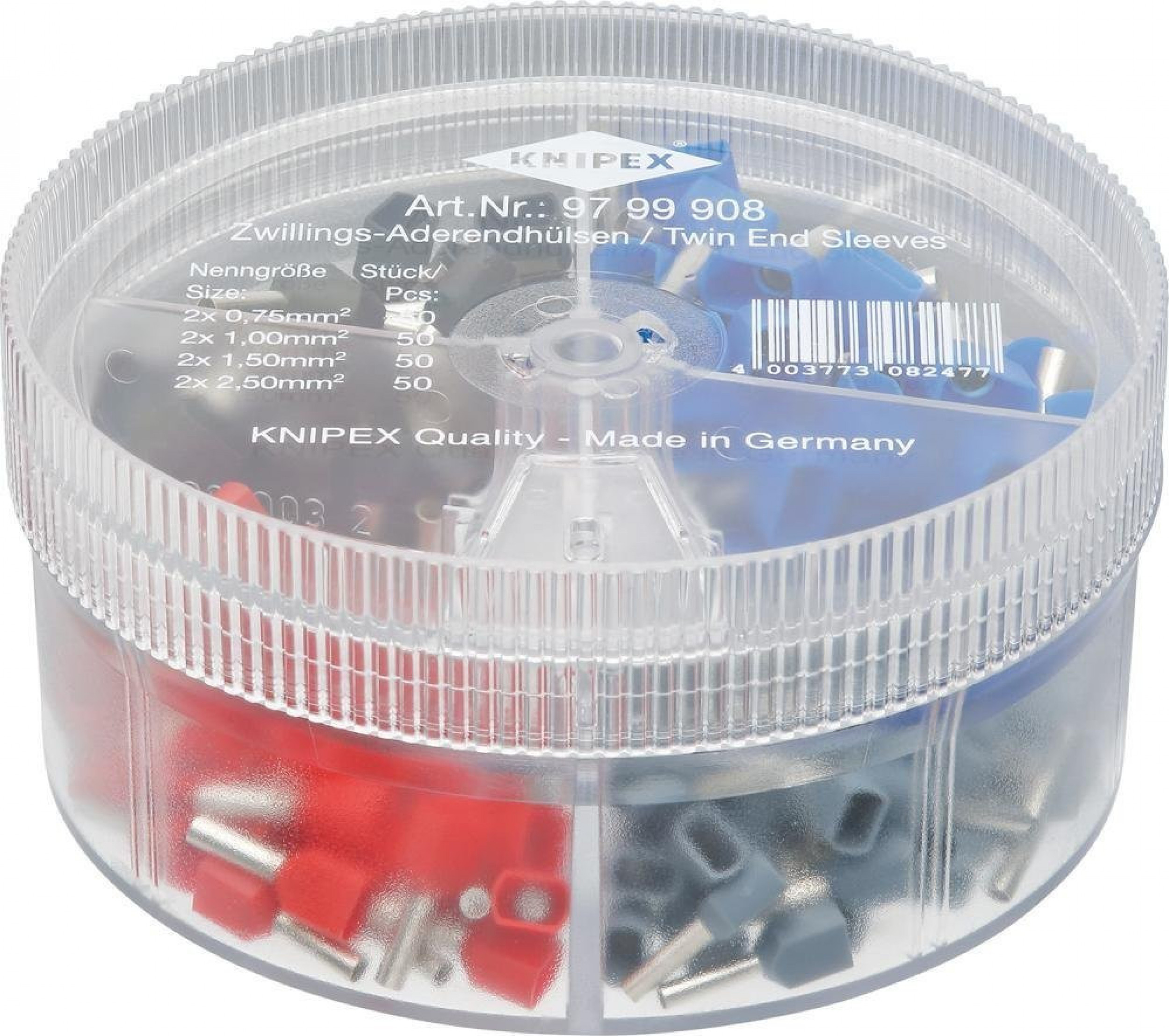 Knipex Zestaw tulejek kablowych Twin 0,75-2,5mm 45-cz.