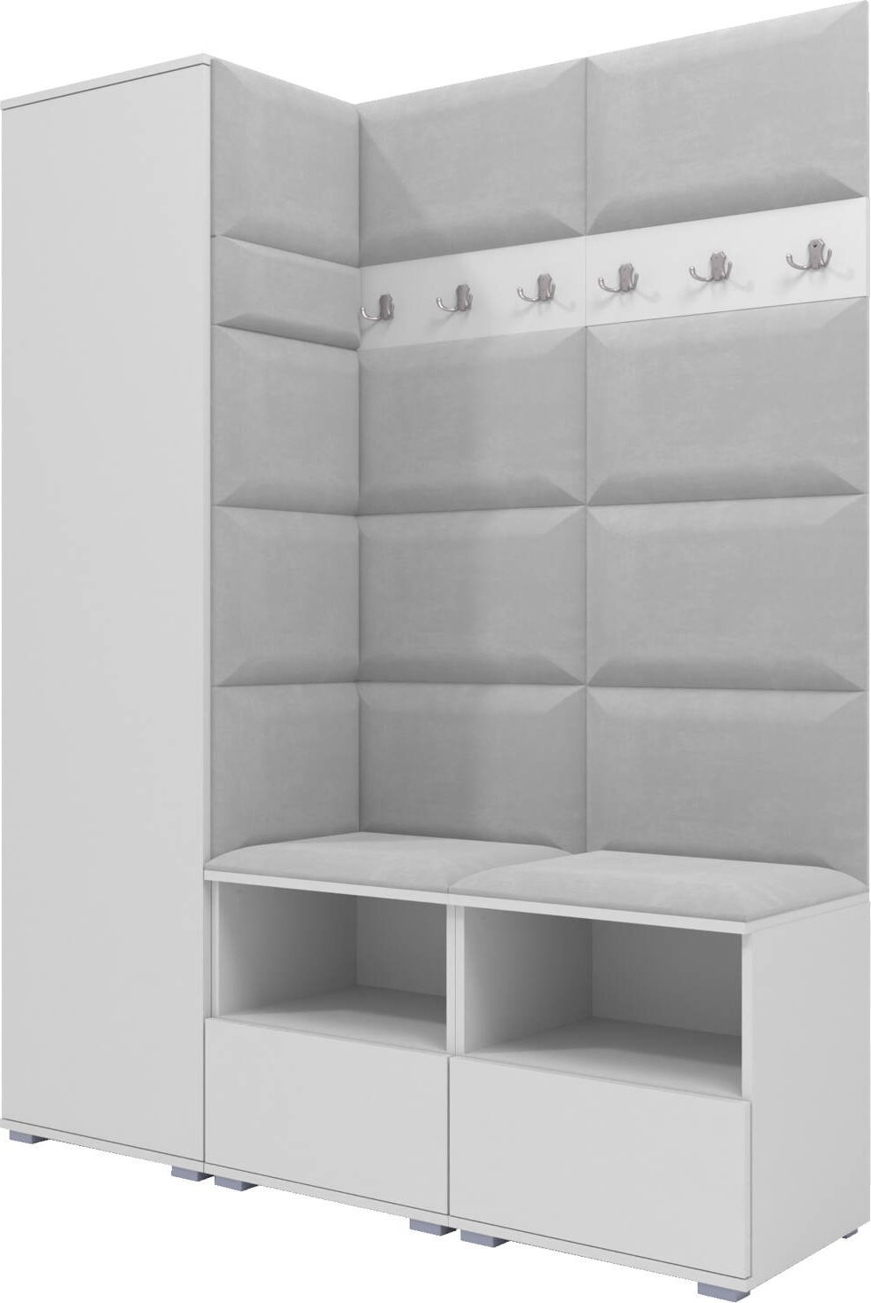 Ravio Tapicerowana garderoba Nela II - kolor biały + tkanina Trinity 32