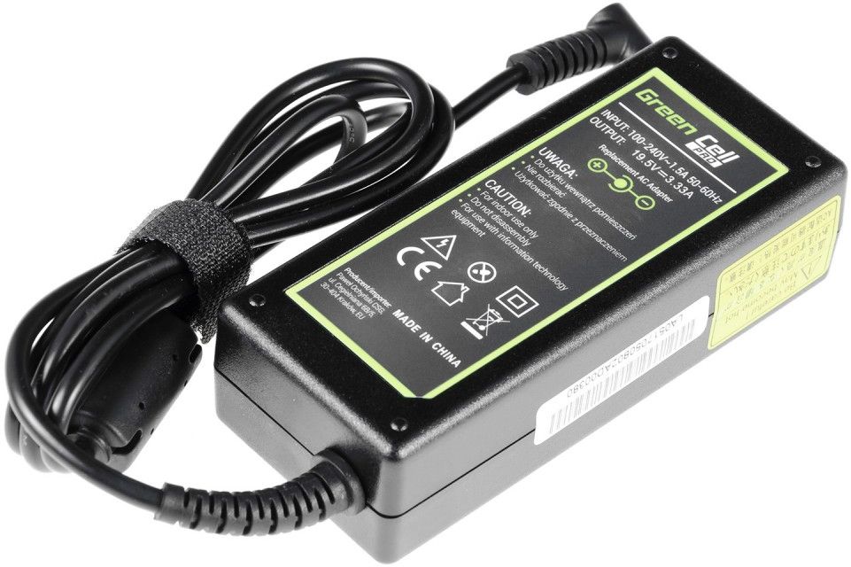 Zasilacz do laptopa Green Cell 65 W, 3 mm, 3.3 A, 19.5 V (AD49-P)