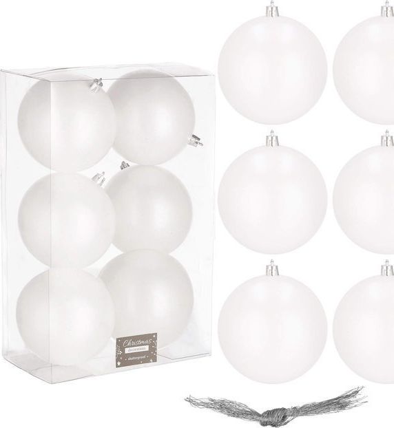 Springos Bombki choinkowe 6 szt. ozdoby świąteczne zestaw perłowy biały UNIWERSALNY