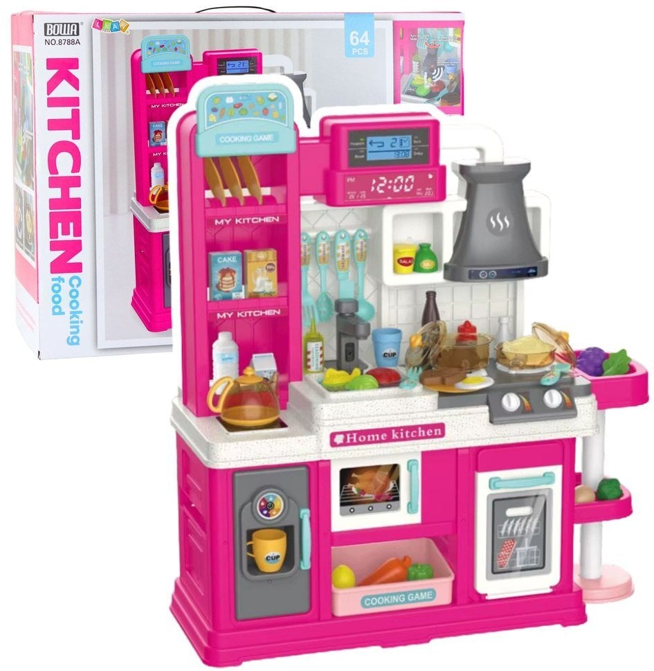 LeanToys Kuchnia Dla Dzieci Obieg wody, zmiana koloru żywności, para różowa 64 el.