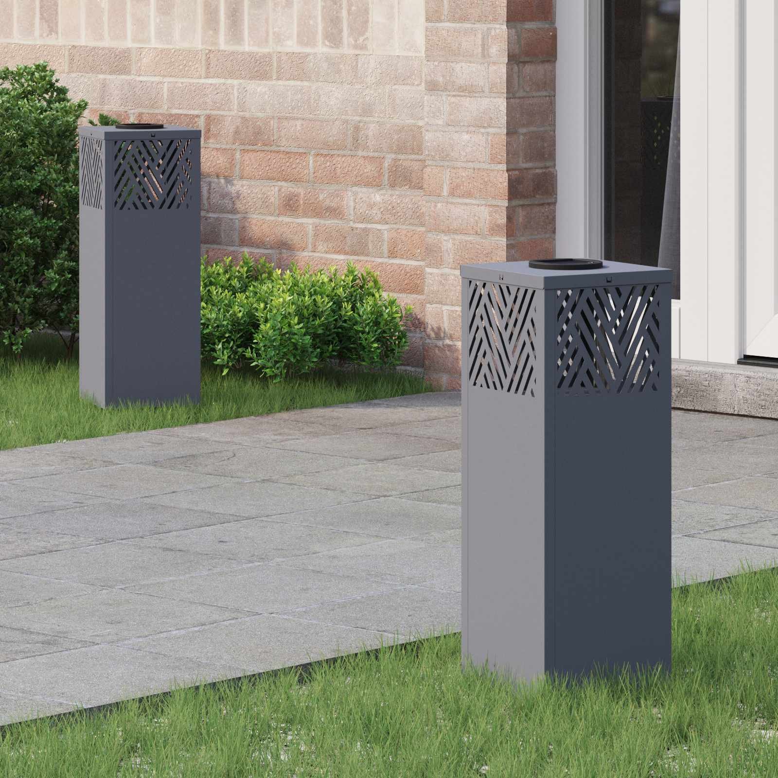 vidaXL Słoneczna LED lampa na ścieżkę Jodełka 2 pcs Antracyt