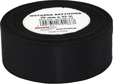 BREWIS Wstążka satynowa czarna 38mmx32m