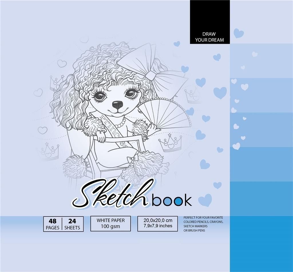 Fresh Szkicownik 20x20cm 48k niebieski