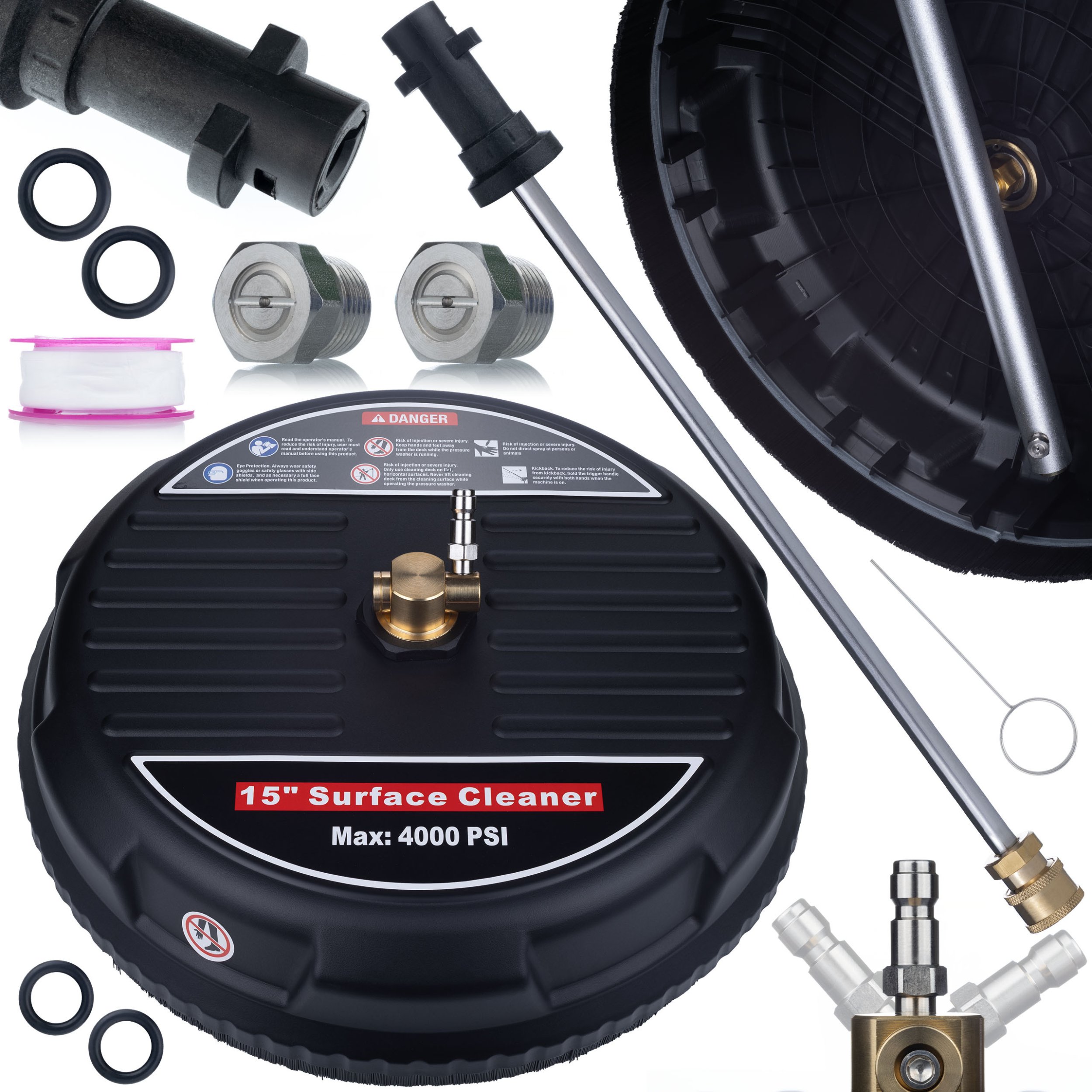 JetLine T-Racer Set 15" + Lanca 34 cm | Zestaw do czyszczenia kostki i elewacji | Szybkozłączka 1/4" | Krcher K2K7 | Obrotowa szczotka z dyszami |