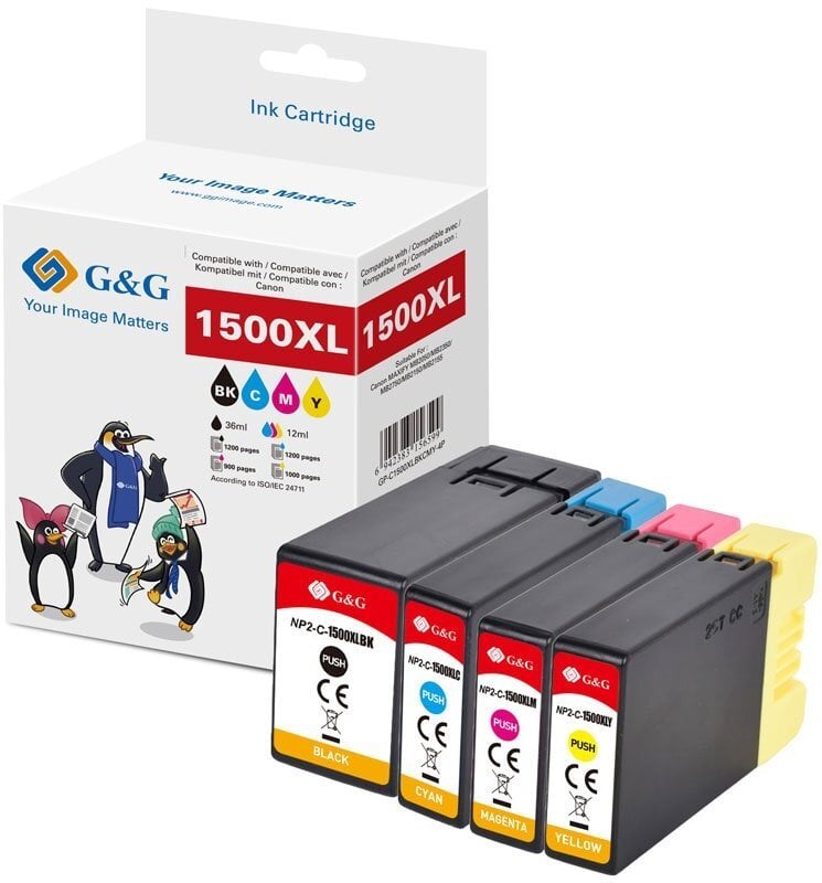 Tusz G&G Zestaw 4 wkładów do drukarki Canon PGI-1500XL BK/C/M/Y